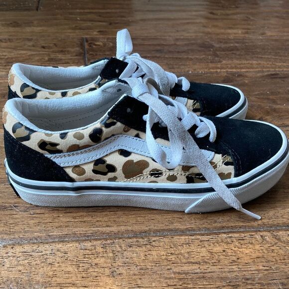 Vans Kids Old Skool Leopard Glitter Sneaker Sz 2.5 - Picture 7 of 10
